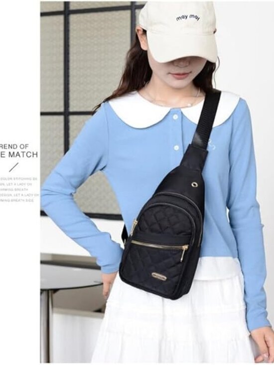 Unisex Crossbody Bag Waist Bag Chest Bag and Fashion Crossbody Black